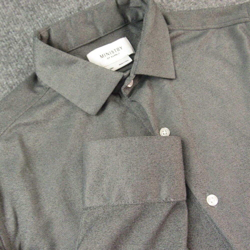 Ministry Of Supply Shirt Mens Medium Gray Slim Fit‎ Performance Business Casual